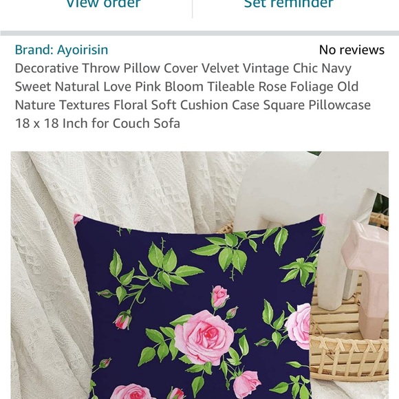 NWT navy velvet pillow case size 18x18. - Picture 3 of 3